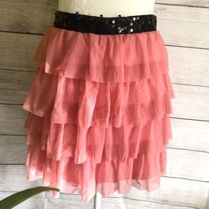 Candies Ruffle Tier Sequins Band Skirt